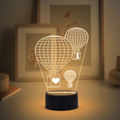 3D Illusion I love U air Balloon Acrylic Led Night lamp Warm White Colour  Kids Room Decor Light